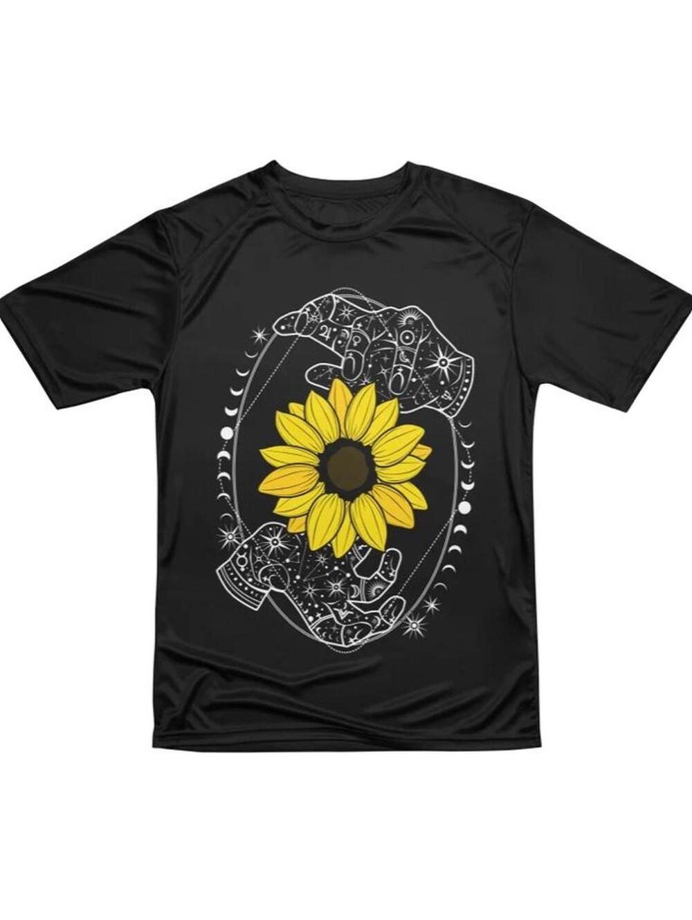 Threadless Black Sunflower Graphic Tee - Large